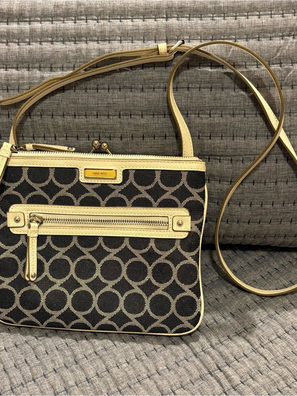Nine West Denim & Cream Crossbody Bag with Kisslock